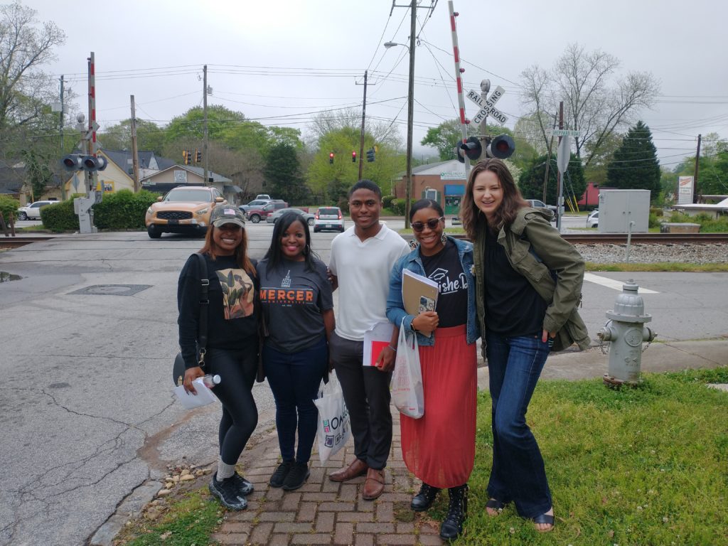 Collaborators during a community resource walk